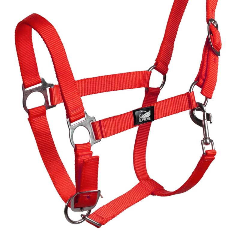 Supreme Cavezza puledro regolabile e moschettone - Rosso