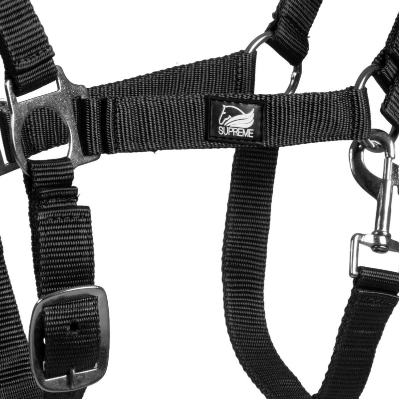 Supreme Cavezza puledro regolabile e moschettone - Nero