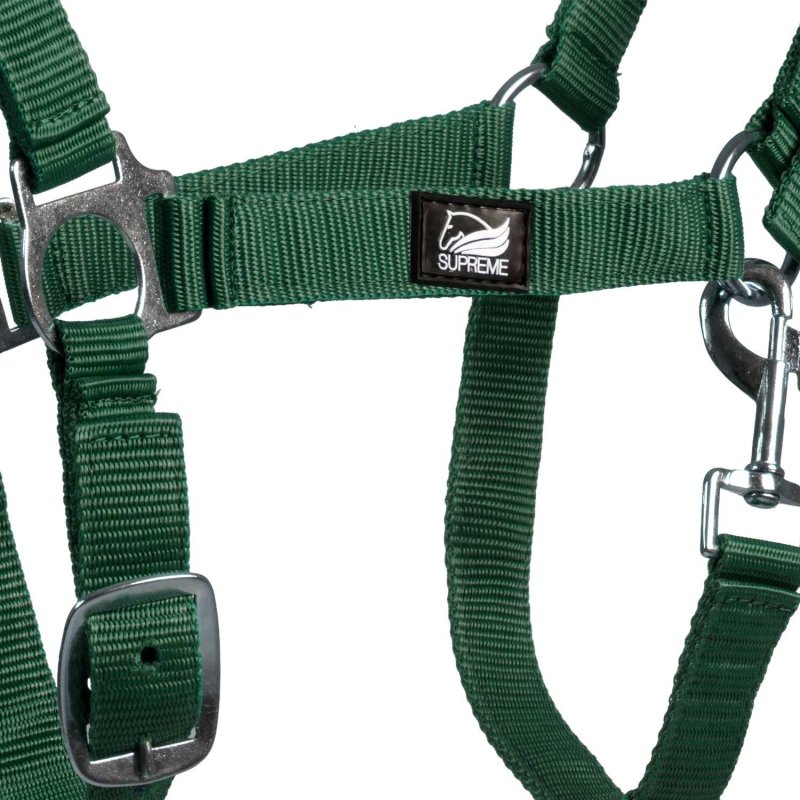 Supreme Cavezza puledro regolabile e moschettone - Verde scuro