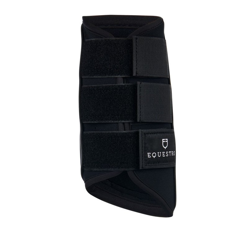 Equestro Stinchiere completo in neoprene e pelle traforata Nero