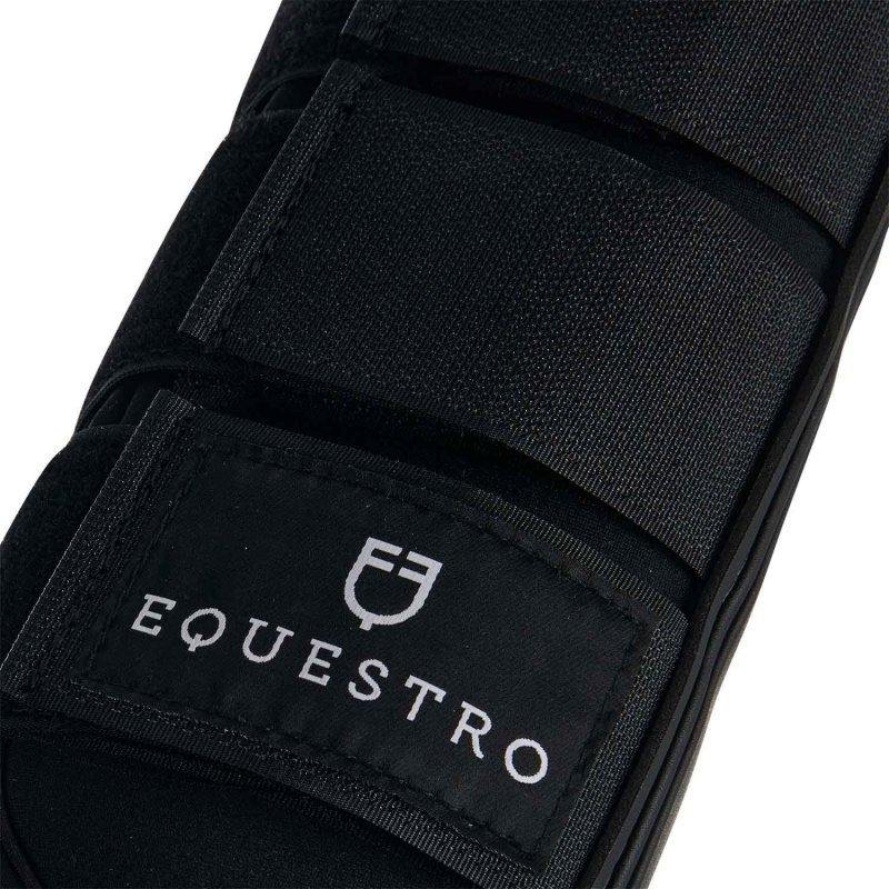 Equestro Stinchiere completo in neoprene e pelle traforata Nero