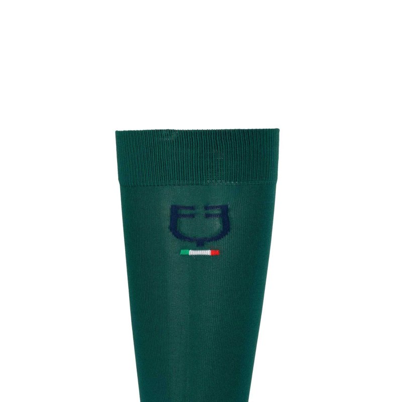 Equestro Calza tecnica elasticizzata con bandiera italiana - Verde