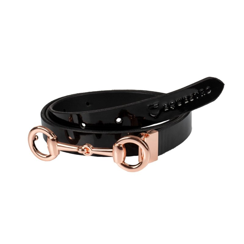 Equestro Cintura donna lucida con fibbia filetto - Nero