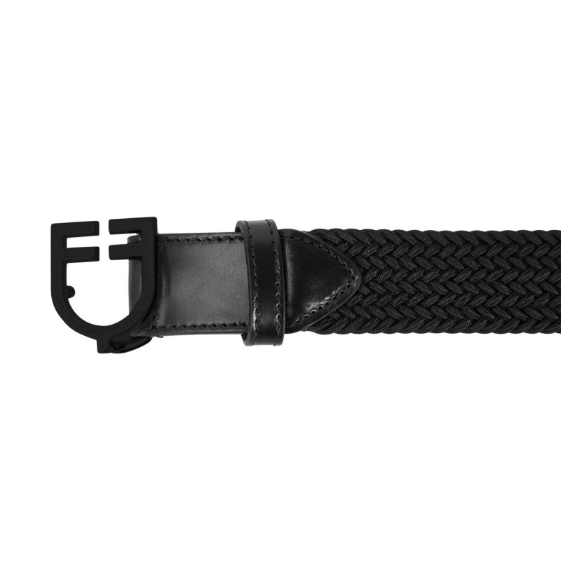 Equestro Cintura elastica con fibbia nera e logo - Nero