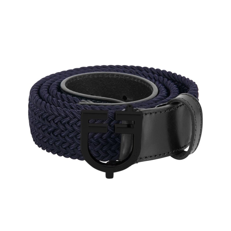 Equestro Cintura elastica con fibbia nera e logo - Blu navy
