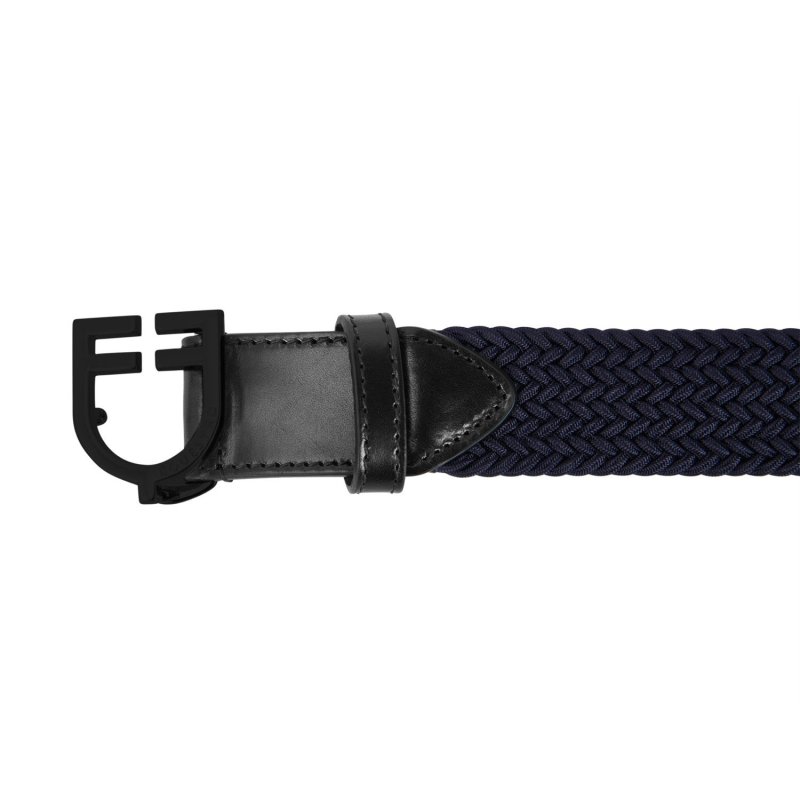 Equestro Cintura elastica con fibbia nera e logo - Blu navy