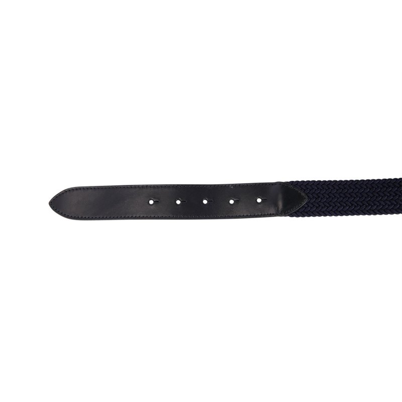 Equestro Cintura in cuoio con elastico e logo a fibbia - Blu navy