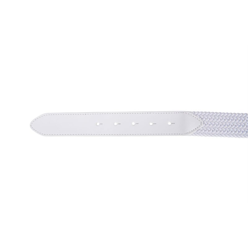 Equestro Cintura in cuoio con elastico e logo a fibbia - Bianco