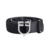 Equestro Cintura in cuoio con elastico e logo a fibbia - Nero