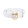 Equestro Cintura in cuoio con elastico e logo a fibbia - Bianco