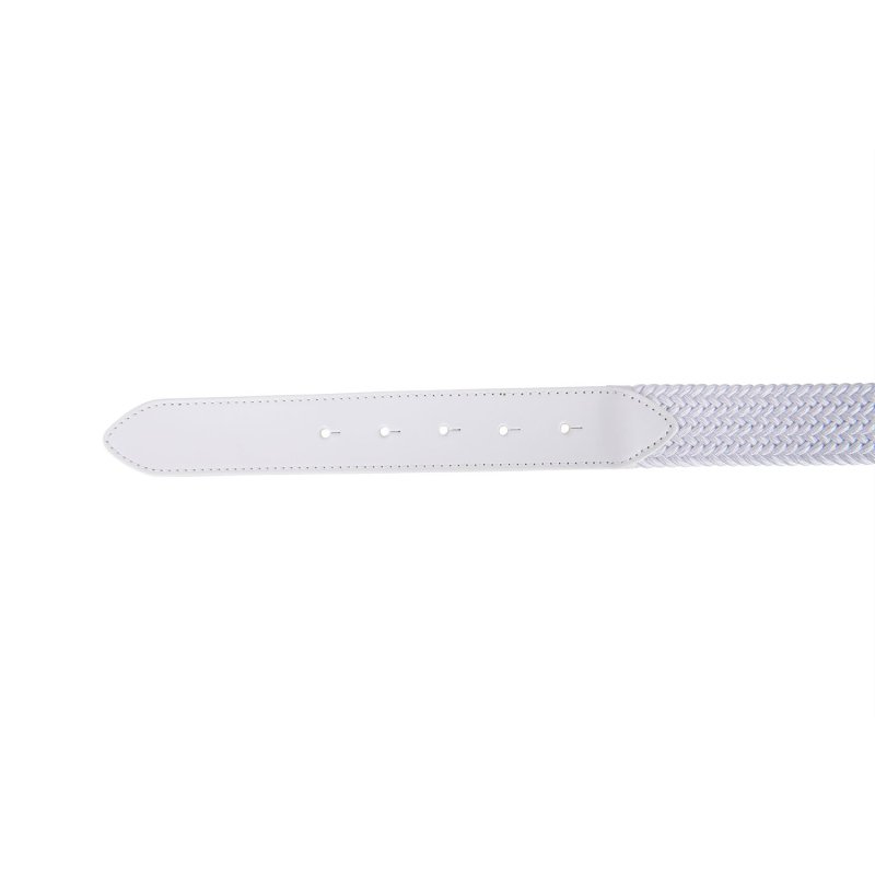 Equestro Cintura in cuoio con elastico e logo a fibbia - Bianco