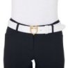 Equestro Cintura in cuoio con elastico e logo a fibbia - Bianco