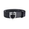 Equestro Cintura in cuoio con elastico e scritta - Nero