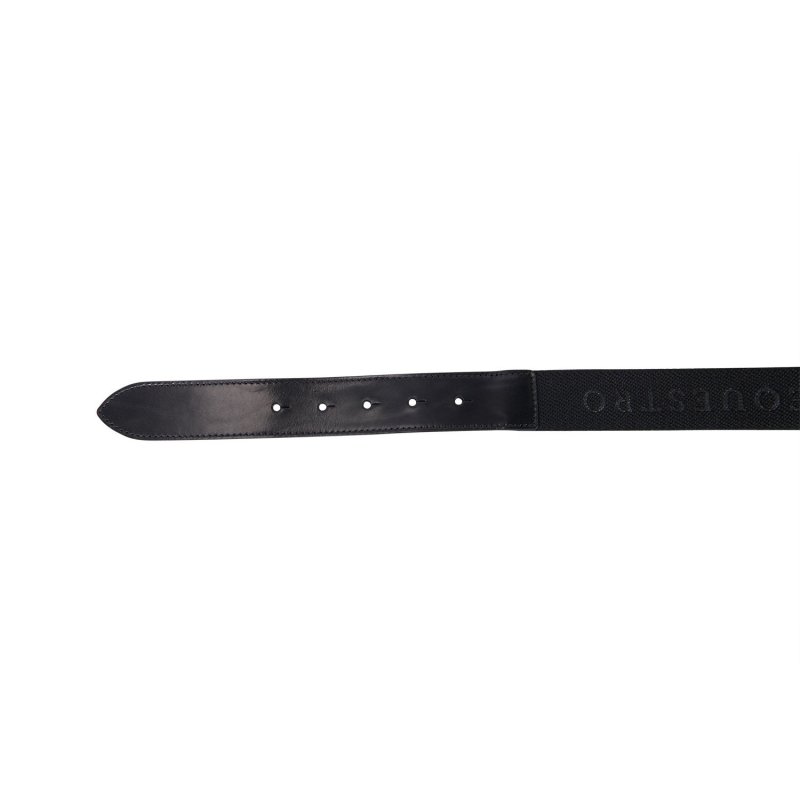 Equestro Cintura in cuoio con elastico e scritta - Nero