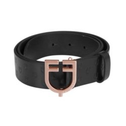 Equestro Cintura in cuoio logato black e fibbia rosegold - Nero