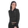 Equestro Felpa donna cropped con cappuccio - Nero