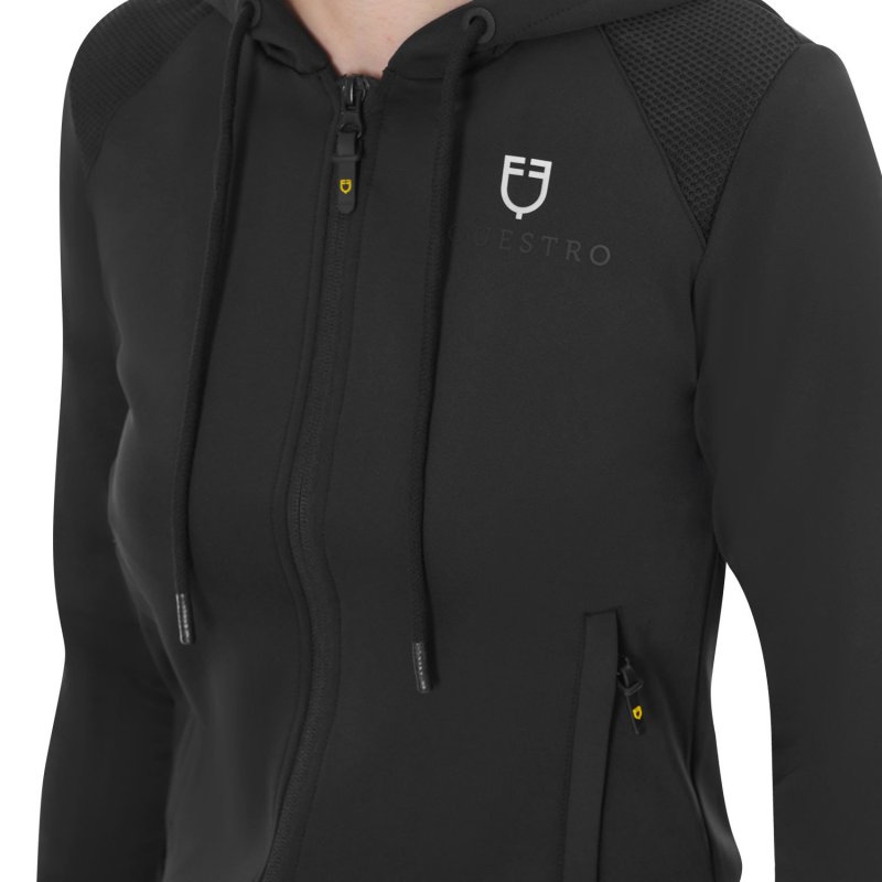 Equestro Felpa donna cropped con cappuccio - Nero