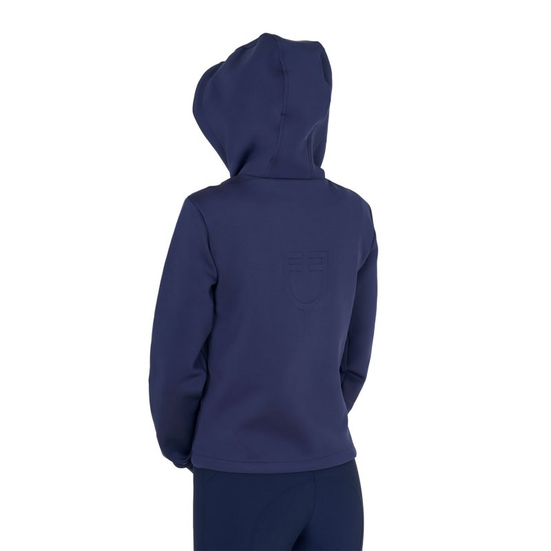 Equestro Felpa donna cropped con cappuccio - Blu navy