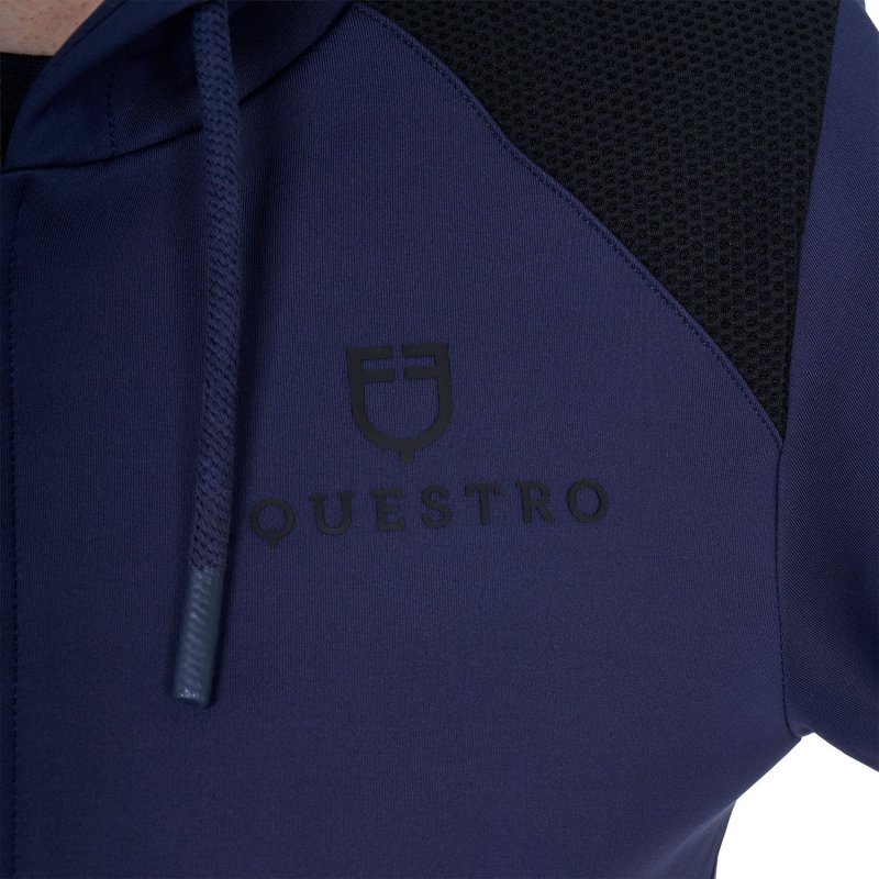 Equestro Felpa donna cropped con cappuccio - Blu navy