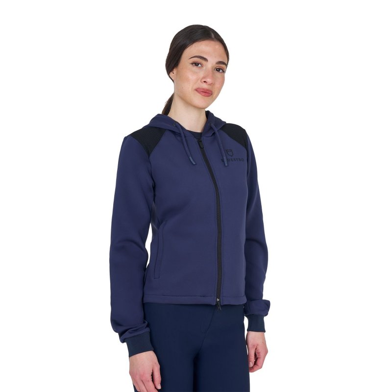 Equestro Felpa donna cropped con cappuccio - Blu navy