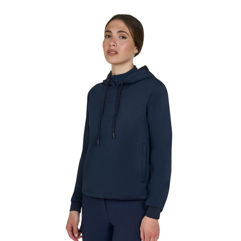 Equestro Felpa donna cut out con cappuccio - Blu navy