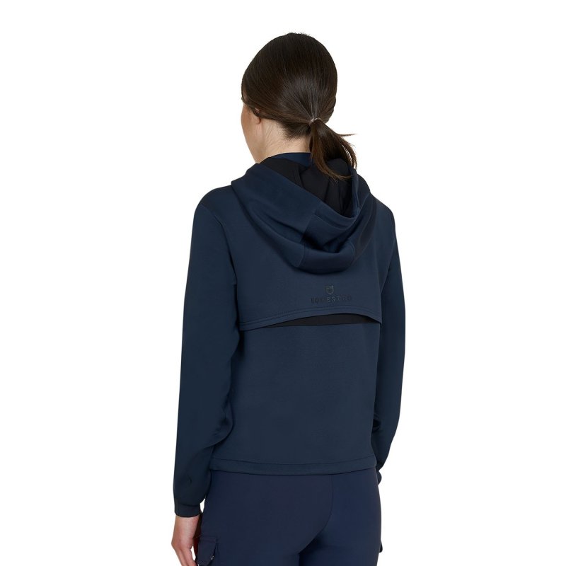Equestro Felpa donna cut out con cappuccio - Blu navy