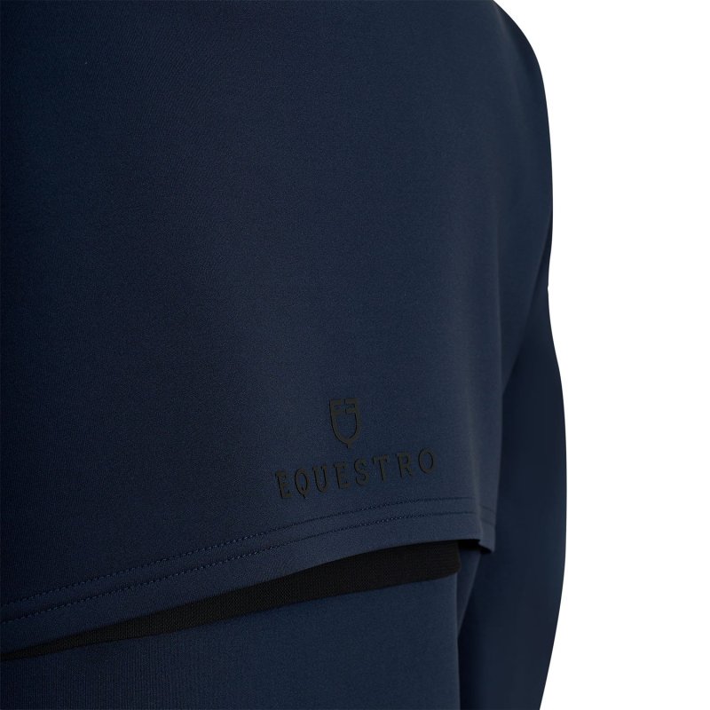 Equestro Felpa donna cut out con cappuccio - Blu navy