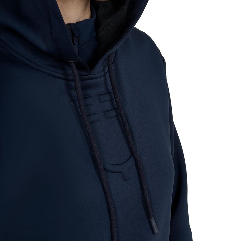 Equestro Felpa donna cut out con cappuccio - Blu navy