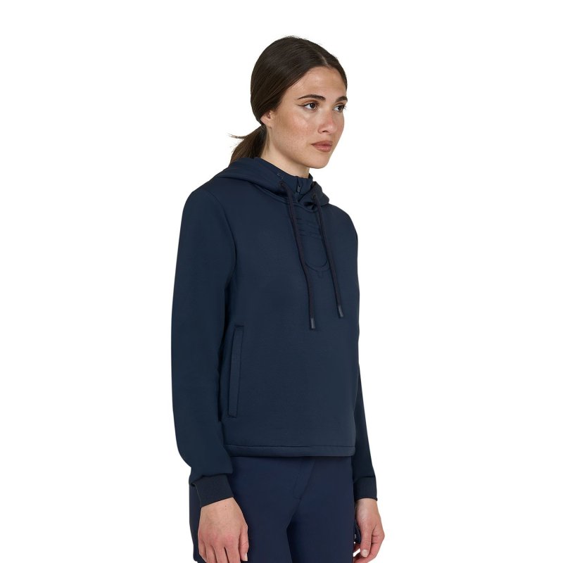Equestro Felpa donna cut out con cappuccio - Blu navy