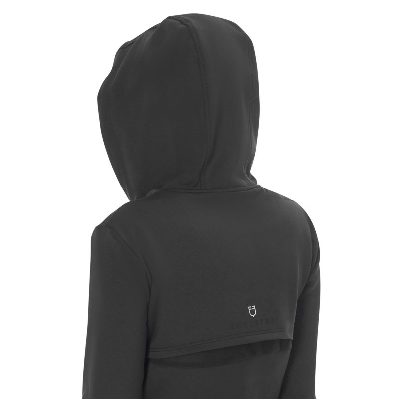 Equestro Felpa donna cut out con cappuccio - Nero