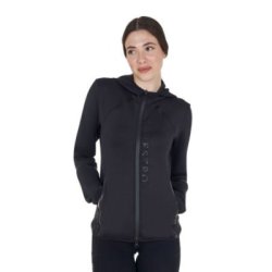 Equestro Felpa tecnica da donna in jersey con zip - Nero