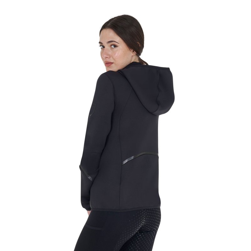 Equestro Felpa tecnica da donna in jersey con zip - Nero
