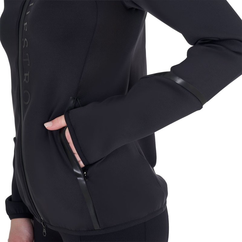 Equestro Felpa tecnica da donna in jersey con zip - Nero