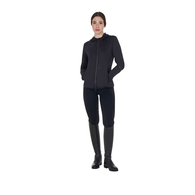 Equestro Felpa tecnica da donna in jersey con zip - Nero