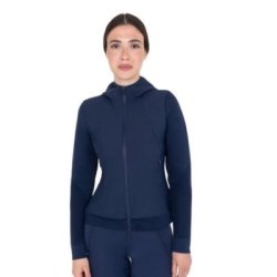 Equestro Felpa tecnica donna con cappuccio e inserti micro mesh - Blu navy