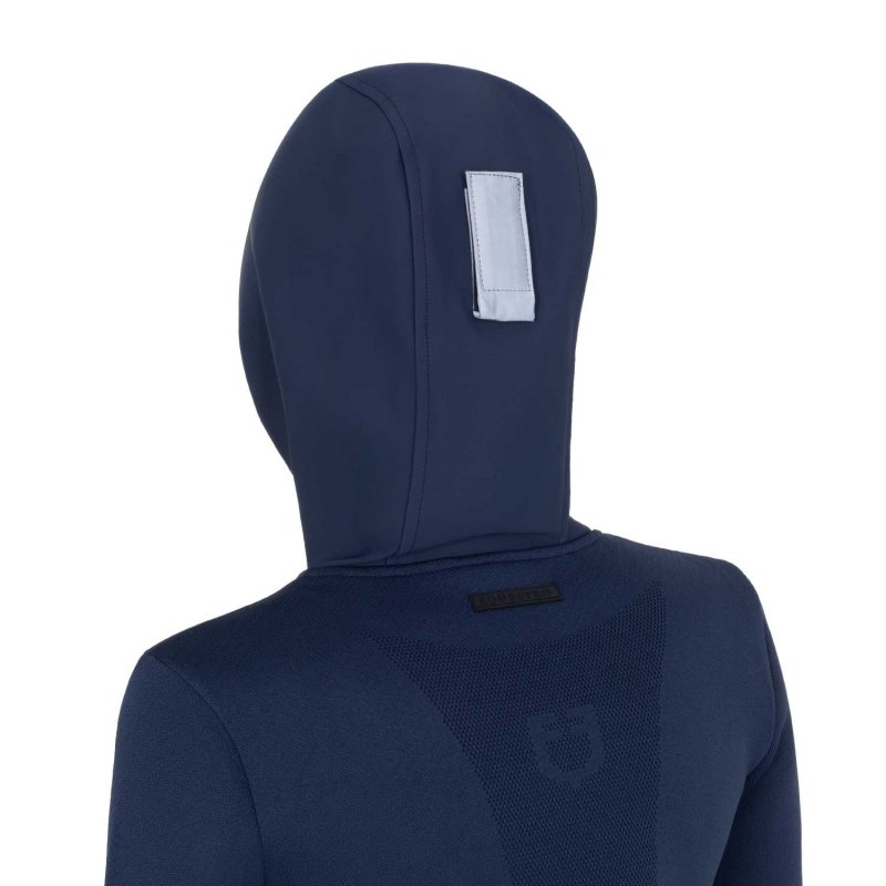 Equestro Felpa tecnica donna con cappuccio e inserti micro mesh - Blu navy