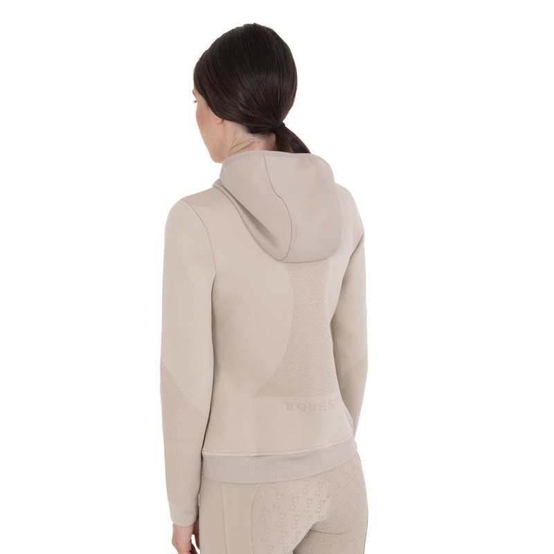 Equestro Felpa tecnica donna con cappuccio e inserti micro mesh - OXFORD TAN (15-1306)