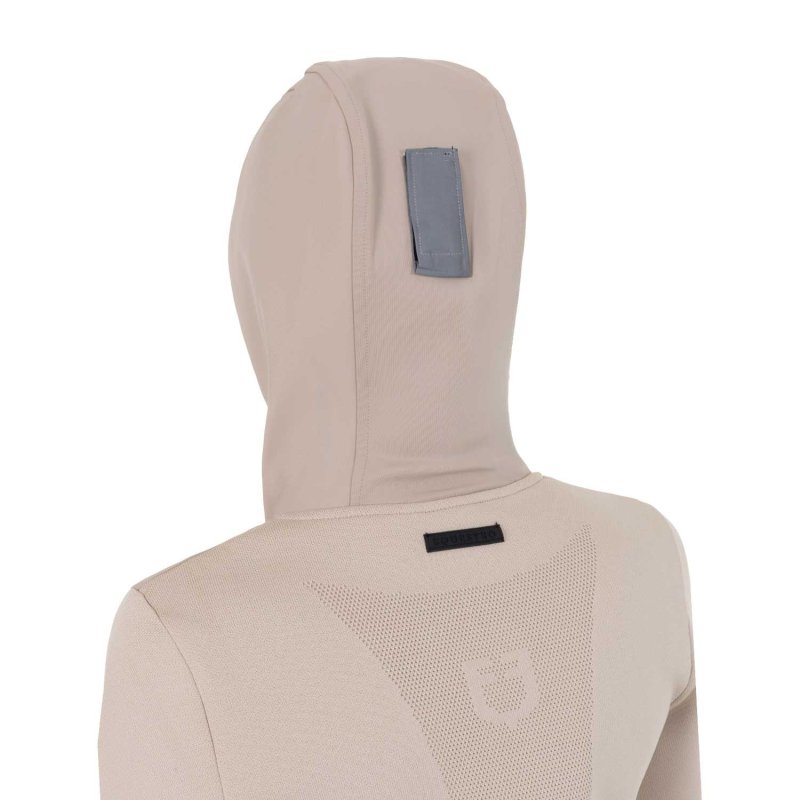 Equestro Felpa tecnica donna con cappuccio e inserti micro mesh - OXFORD TAN (15-1306)
