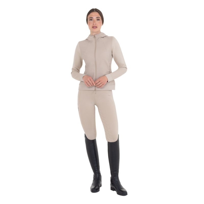 Equestro Felpa tecnica donna con cappuccio e inserti micro mesh - OXFORD TAN (15-1306)