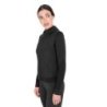 Equestro Felpa tecnica donna con cappuccio e inserti micro mesh - Nero
