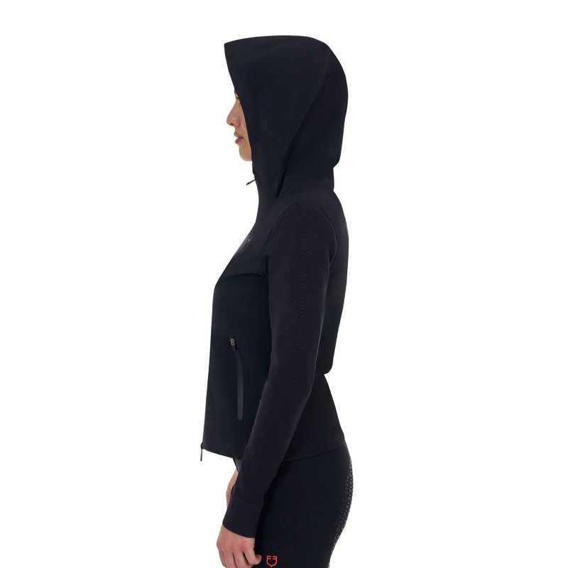 Equestro Felpa tecnica donna Ridertechnology 2.0 cappuccio - Nero