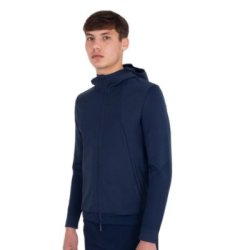 Equestro Felpa tecnica uomo con cappuccio e inserti micro mesh - Blu navy