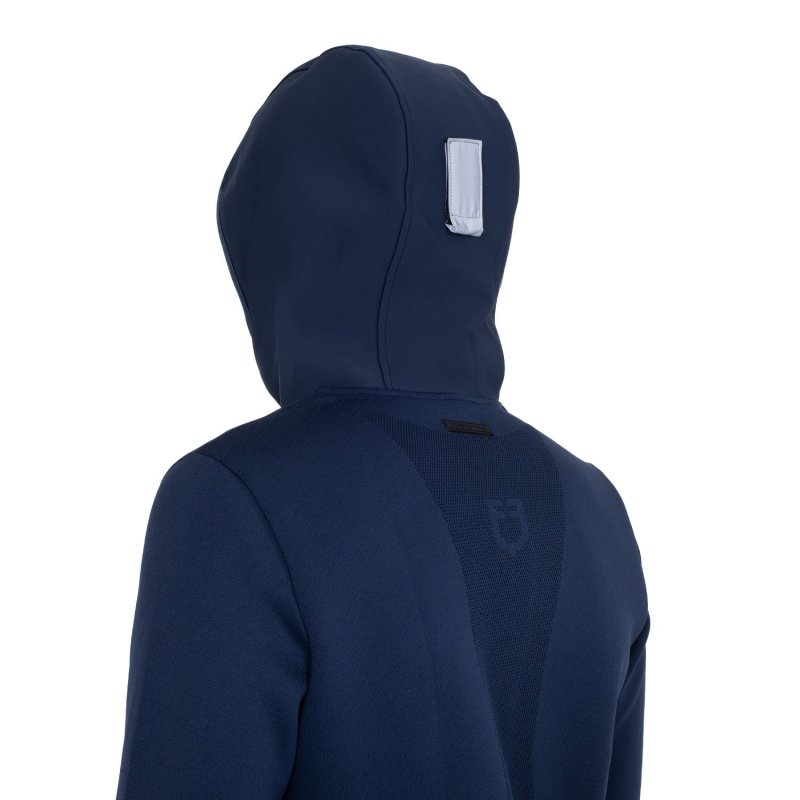Equestro Felpa tecnica uomo con cappuccio e inserti micro mesh - Blu navy