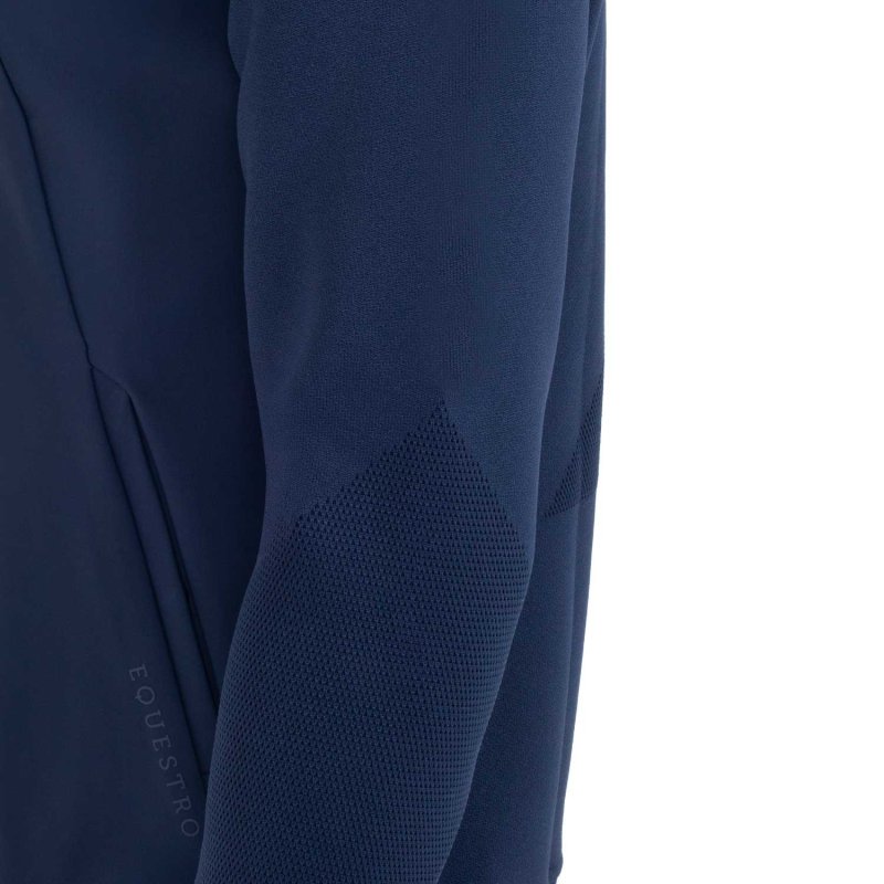 Equestro Felpa tecnica uomo con cappuccio e inserti micro mesh - Blu navy