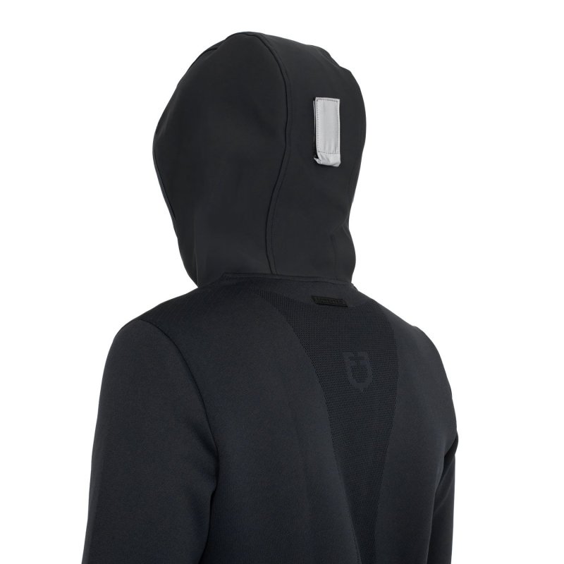 Equestro Felpa tecnica uomo con cappuccio e inserti micro mesh - Nero
