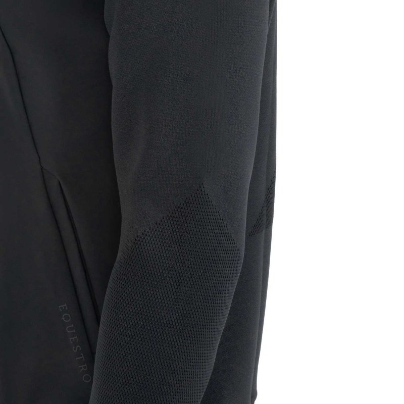 Equestro Felpa tecnica uomo con cappuccio e inserti micro mesh - Nero