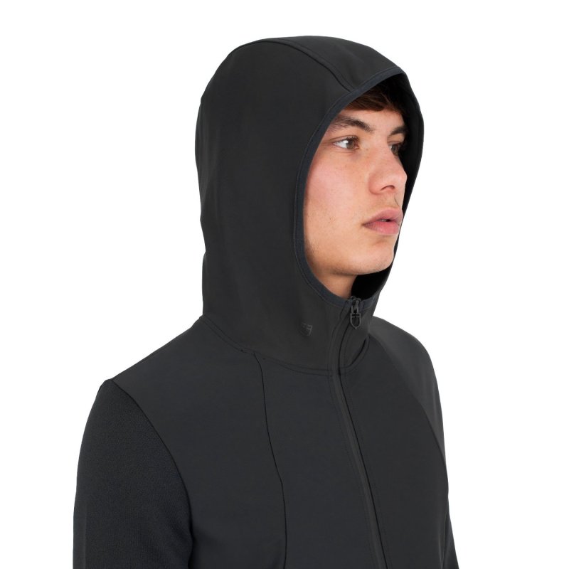 Equestro Felpa tecnica uomo con cappuccio e inserti micro mesh - Nero