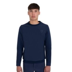 Equestro Felpa tecnica uomo girocollo con inserti micro mesh - Blu navy