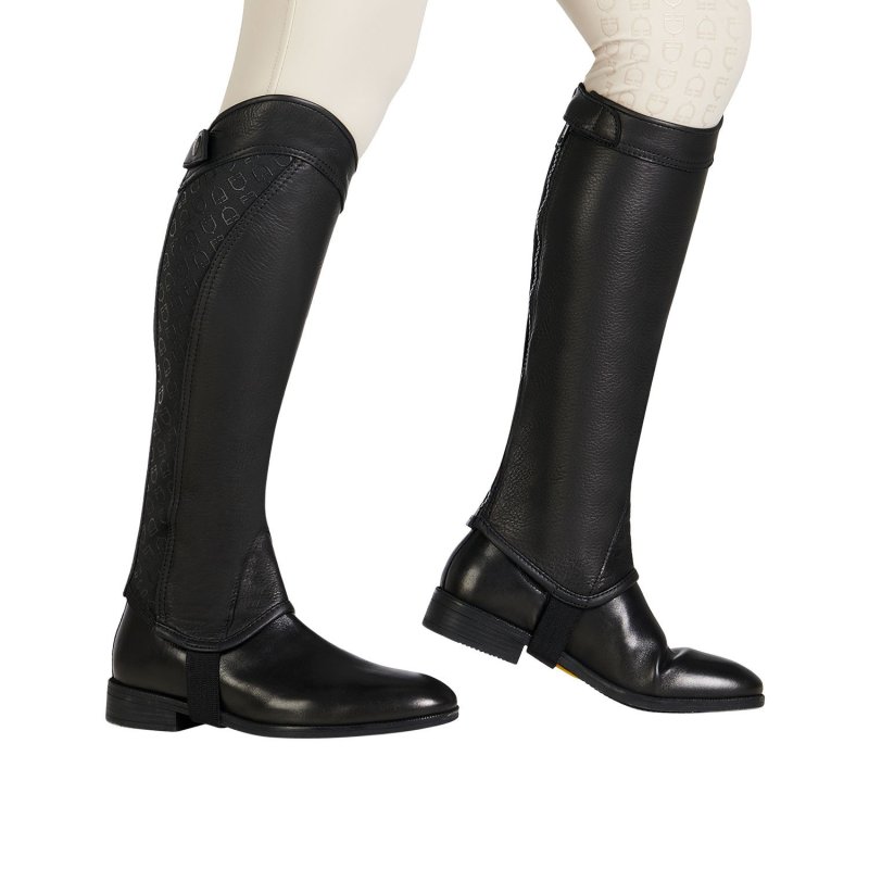 Equestro Ghette unisex fascia elastica con loghi - Nero