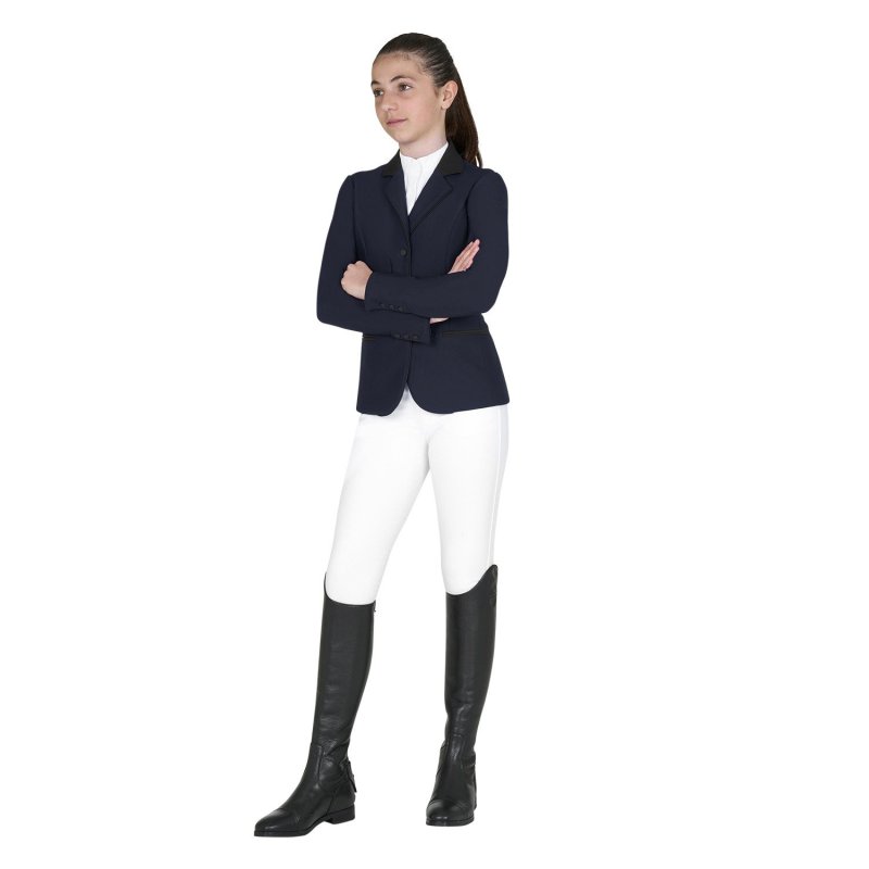 Equestro Giacca bambini unisex concorso zip e bottoni - Blu navy